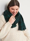 Nwt Old Navy Flannel Blanket Scarf Wrap Shawl Pashmina Green   Blue Plaid Women