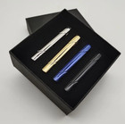 4pc Set Stainless Steel Tie Clip Bar Necktie Gold Black Silver Mens Clasp Clamp