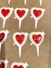 Vintage  be My Valentine  Plastic Cupcake Picks Cake Toppers 19 Pieces