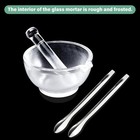 Glass Mortar And Pestle Bowl Set With 2 Stainless Steel Spoon Mixer And Grinder
