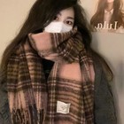 1pc Autumn winter Women s Retro Plaid Scarf  Stylish Thick Mohair Maillard Color