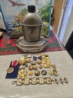 Vintage Military Junk Drawer Lot Buttons pins medal cufflinks All Pre Owned M3
