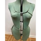Vintage Adjustable Dress Form Woman Mannequin Green Fabric Metal Stand Display