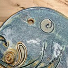 Lg Pottery Stingray Wall Blue Drip Glaze Signed 17x15    Ceramic Coastal Ocean Art