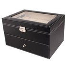 Large 20 Slot Leather Watch Box Case Organizer Glass Display Jewelry Storage Us