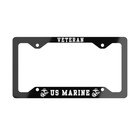 United States Marine Veteran Black License Plate Frame White Aluminum Metal