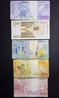 Lot Of 5 Belgium Franc 100-200-500-1000-2000 Circulated