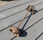 Antique Industrial Cast Iron Wheels With Axle 1920s Era