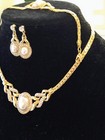 Women s 14k Gold Plated Cream Pearl Vintage Necklace Earrings And Bracelet Set