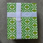 Deluxe Plush 3 Piece Spa Set Green Ikat Bath Wrap Hair Towel Twist Loofah New