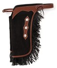 Western Chinks - Chaps - Black Suede Leather - Basketweave Tooling - S m l xl