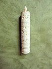 Antique C1840 Victorian Carved Holstein Sewing Needle Case With 7 Needles 