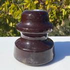 Vintage Brown Porcelain Insulator 3 5    Electric Telegraph Collectible Ceramic