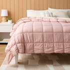 Twin twin Extra Long Box Stitch Puffer Comforter Pink - Room Essentials