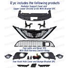 12pcs For Sentra 2016-2019 Front Bumper Grille Radiator Support Cover Fog Lights