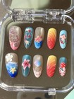 Almond Press-on Nails Multicolor 3d Ocean Theme Full Cover Size Small