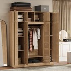 8 Door Wardrobe Freestanding Armoire Closet Cabinet Organizer With Hanging Rod