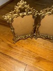 Antique French Gilt Bronze Hinged Triple  Picture Frames Stand Alone Ornate