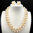 Vintage Butterscotch Honey Lucite Double Strand Necklace Earring Set Hong Kong