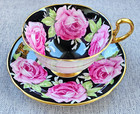 Aynsley Cabbage Rose Teacup   Saucer Set Antique Vintage