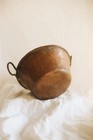 Antique French Copper Jam Pot 9  Hand Hammered Preserving Pan W  Loop Handles