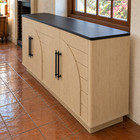 67  Modern Arched Sideboard Buffet Cabinet 4 Doors Oak Finish Credenza Tv Stand