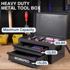 Workpro 15  Tool Box Metal Tool Box W 2 Drawer 1 Top Storage Heavy Duty Tool Box