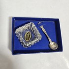 Vtg Westmoreland Sterling Silver Salt Spoon Cambridge Glass Salt Cellar Martha