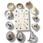 Lot Of 68 Western Style Conchos 11 Shapes Silver Tone Metal  Slotted