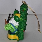 2008 John Deere Christmas Ornament Santa Holding Toy John Deere Tractor