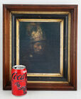 Antique Victorian Eastlake Deep Well Walnut Frame Rembrandt Man Golden Helmet