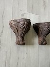 Antique Style Carved Wood Corbels Pair Brown Ornate Wall Shelf Brackets