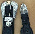 Western Silversmiths Sterling Sterling   10k Buckle W  Ostrich Ranger Belt