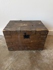 Antique English Pine Trunk   Primitive Wooden Storage Chest
