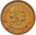 Scarce 1913 Peru Gold Coin Libra  pound  Lima Mint Native Head Facing Right Au55