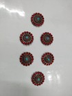 Set Of 6 Gorgeous Round Conchos With Red Stones For Western Horse Saddle F ship