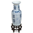 Us Seller - Blue And White Vintage Qing Double Happiness Chinese Vase