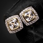 Men s Yellow Gold 925 Sterling Silver Hip Hop Cushion Cut Cz Stud Earrings