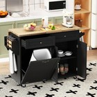 Rolling Kitchen Cart Island With Tilt Out Kitchen Trash Cabinet  Drop Leaf Top