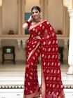 Red Bollywood Saree Party Wear Indian Pakistani Wedding Designer Sari