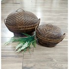 Wicker Basket Oval With Lid Set