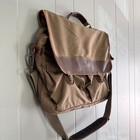 Eddie Bauer Mens Brown Canvas Leather Trim Messenger Bag Field Laptop Briefcase