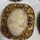 Lot 8pc Antique vintage Ladies Cameo Jewelry Brooch pendent  Resin ceramic  