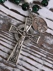 St Patrick Green Marbled Rosary With Celtic Cross Irish Celtic Prayer Beads