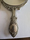 Hand Held Vanity Mirror Silver Plated Metal Victorian Floral Ornate Round Sweet
