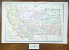 Vintage 1888 Montana Territory Map 21 x13    Old Antique Original Helena Mt
