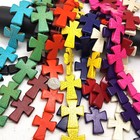 Large Cross Bead Howlite Turquoise 35mm Pink Black White Orange Sold By Pcs
