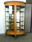 Rare 2 Door Antique Quartersawn Oak Bow Curve Glass China Cabinet Lion Feet