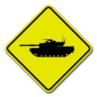 Military Tank Crossing 8  Diamond Yellow Aluminum Sign Caution Road Sign Plaque