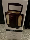 Jaclyn Smith Dark Walnut Wood Jewelry Box  Lined Mirror  6 Drawer